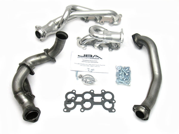 JBA 95-00 Toyota 3.4L V6 w/o EGR 1-1/2in Primary Silver Ctd Cat4Ward Header - 2032S-1JS for 1995-2000 Toyota Tacoma - front v
