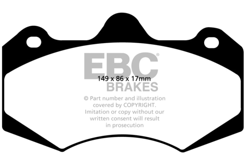 EBC 05-08 Morgan Aero 8 4.4 Redstuff Front Brake Pads - DP3042C for 2016-2019 Lotus Evora - front view