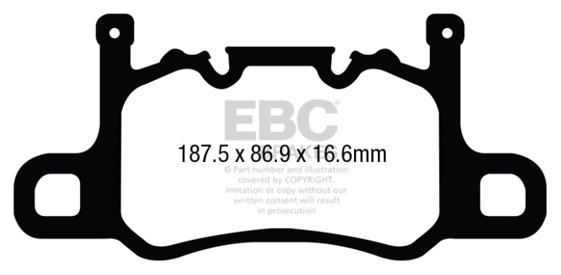 Clearance - EBC 13-15 Porsche 911 (991) (Cast Iron Rotor only) 3.8 GT3 Yellowstuff Rear Brake Pads - DP42207R
