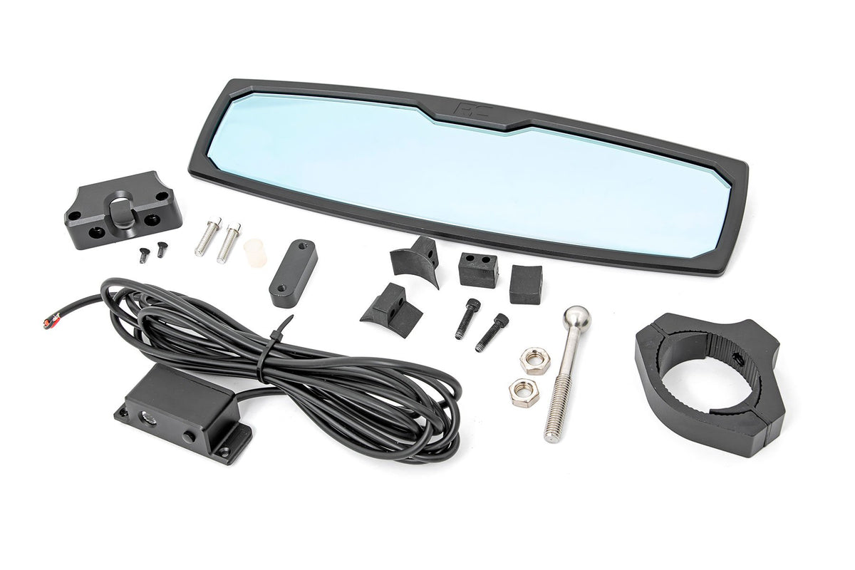 UTV Aluminum Rear View Mirror | Dome Light| 12&quot; | 1.75-2&quot; Mount