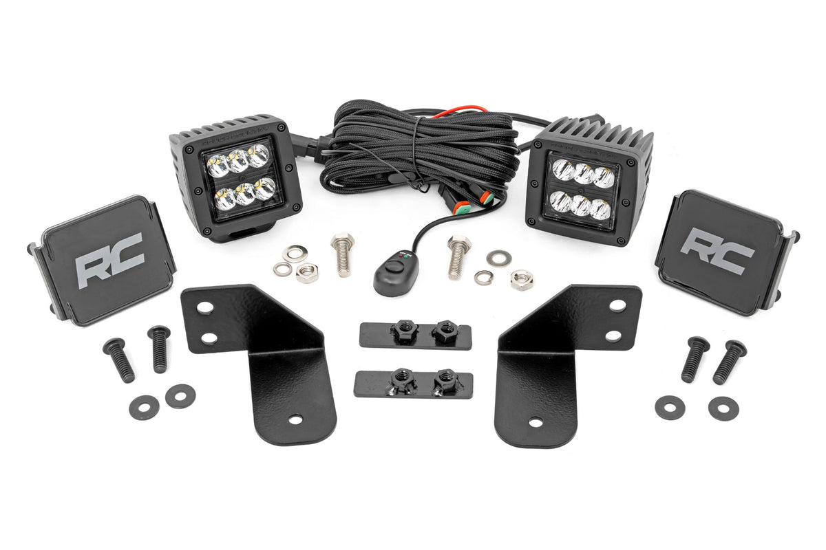 LED Light | RR Cage Mount | 2&quot; Black Spot Pair | Polaris Ranger 1000/Ranger XP 900/1000