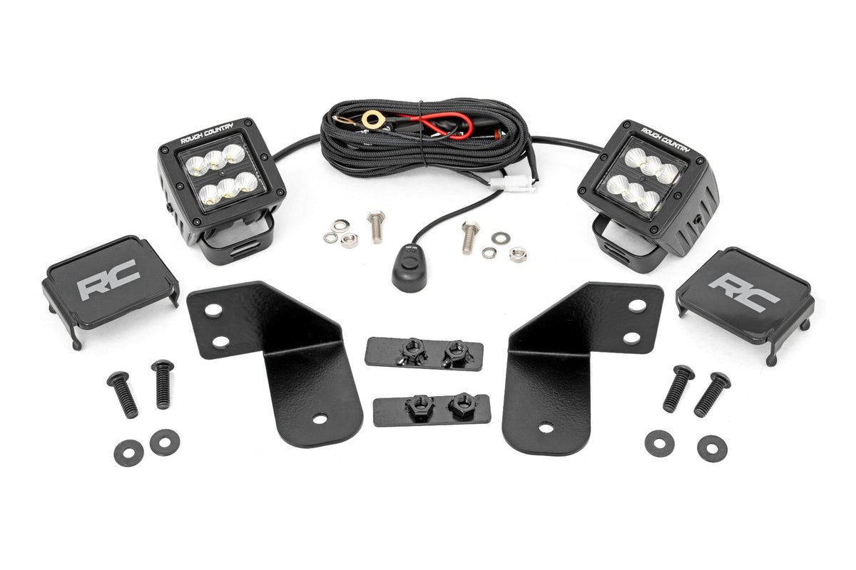 LED Light | RR Cage Mount | 2&quot; Black Flood Pair | Polaris Ranger 1000/Ranger XP 900/1000