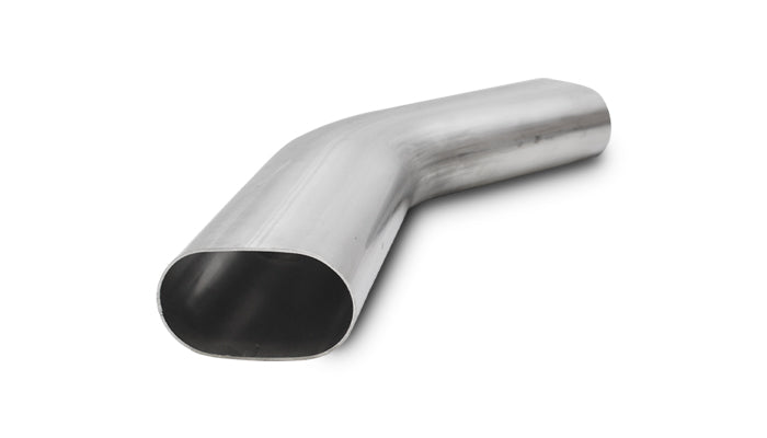 Vibrant 3.5in Oval (Nominal Size) T304 SS 45 deg Mandrel Bend 6in x 6in leg lengths - 13192