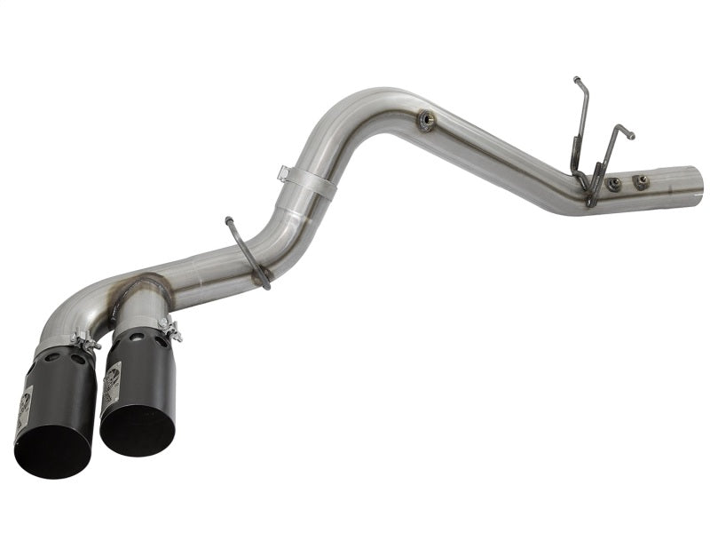 aFe Victory Series 4in 409-SS DPF-Back Exhaust w/ Dual Black Tips 2017 GM Duramax V8-6.6L(td) L5P - 49-44089-B