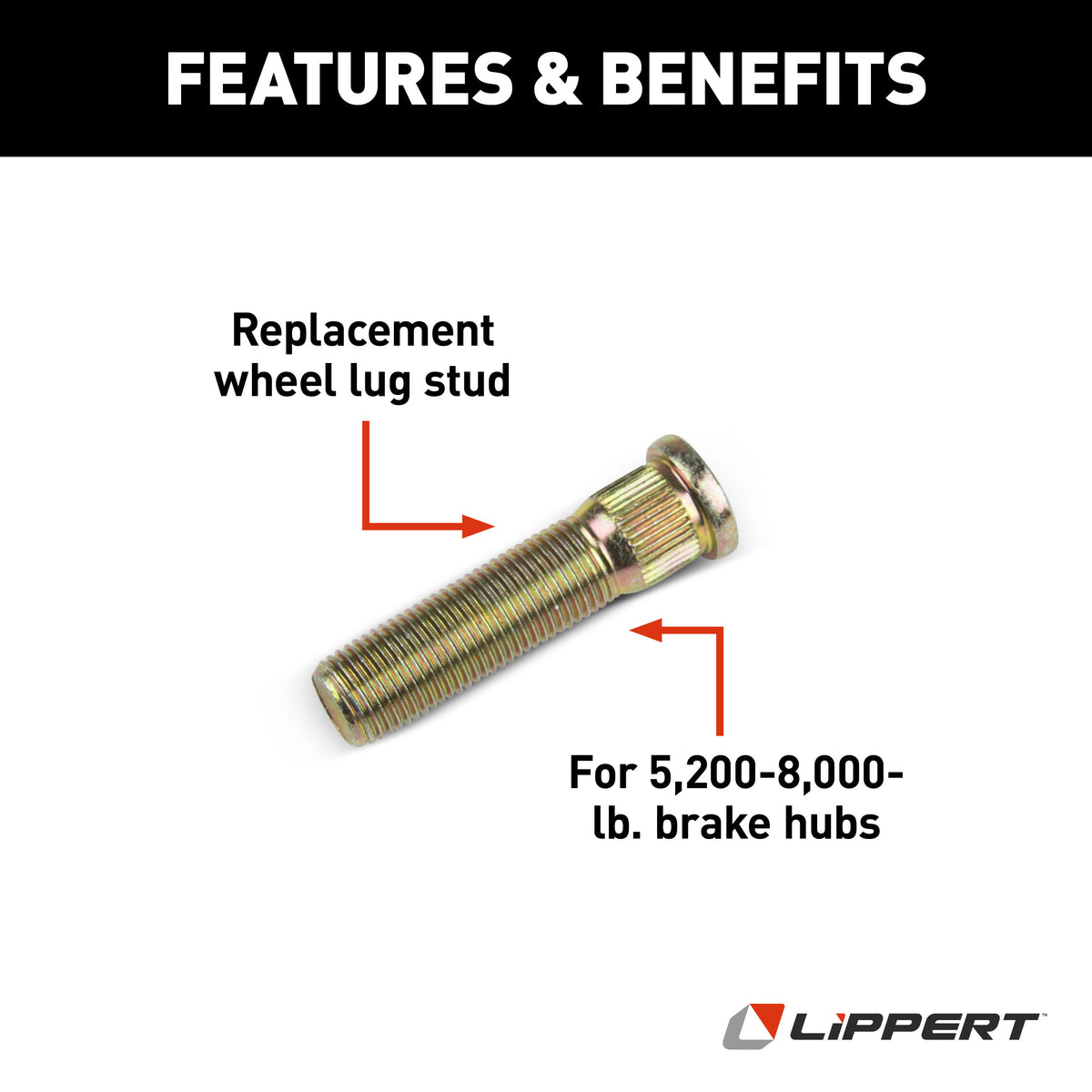 CURT 132624 Wheel Lug Stud - 9/16"-18 x 2.31", Zinc #132624