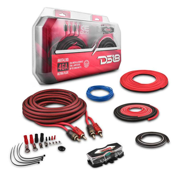 DS18 4-GA Amplifier Install Kit Advance- Red - AKIT4.RD - front view