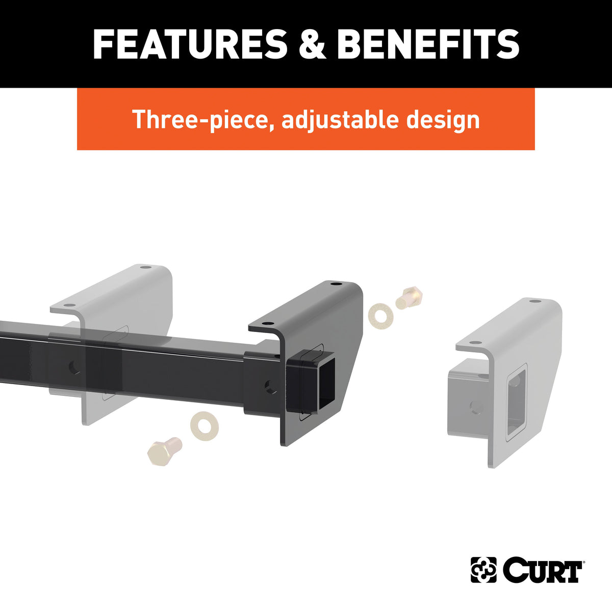 CURT 13701 Camper Adjustable Trailer Hitch RV Towing with 2-Inch Drop, 2 in. Receiver, 5,000 lbs., Fits Frames up to 51 Inches Wide