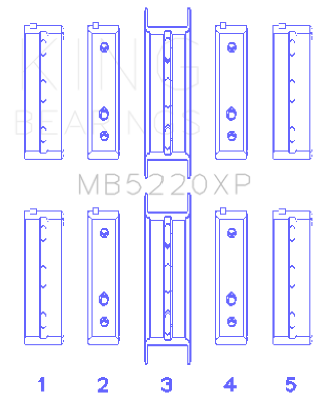 King Subaru WRX/STi EJ20 EJ22 EJ25 Flange #3 Position Performance Main Bearing Set - Size STDX - MB5220XPSTDX
