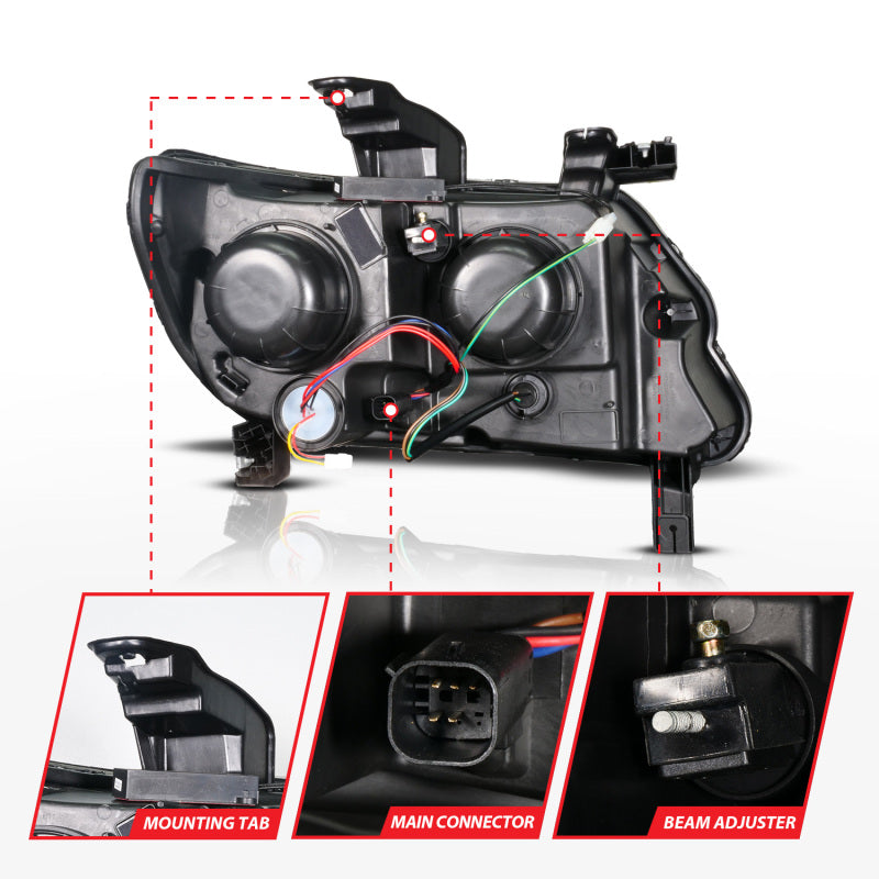 ANZO 15-22 Chevy Colorado Blk Housing Full LED DRL Projector Headlight w/ Sequential Light Bar - 111634