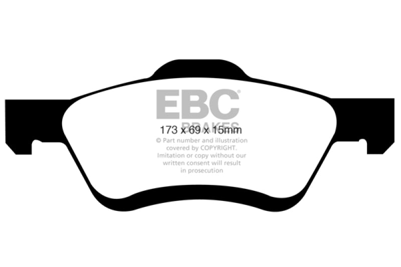 EBC 05-09 Ford Escape 2.3 Hybrid Ultimax2 Rear Brake Pads - UD1055 for 2001-2011 Mazda Tribute - front view