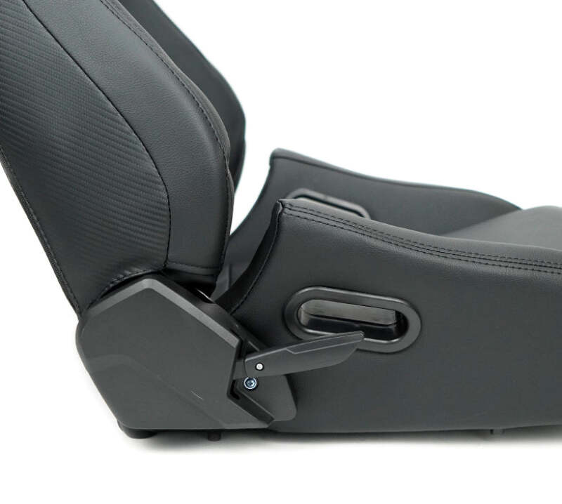 NRG Omega Reclinable Racing Seat (Pair) Black with Black Carbon Vinyl Back - RSC-750BK/BK L/R - close-up view 2