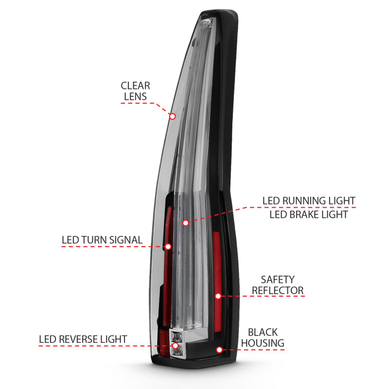 ANZO 2007-2014 Cadillac Escalade Led Taillights Red/Clear - 311296