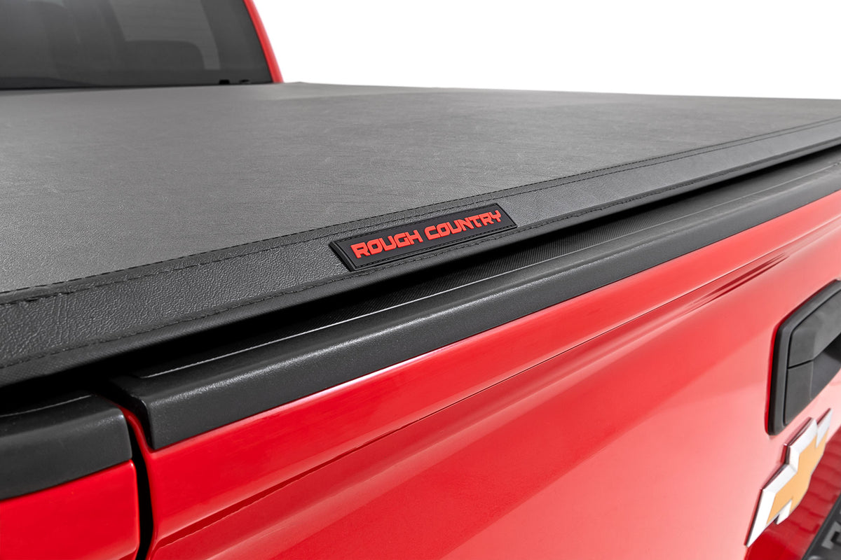 Rough Country - Soft Tri-Fold Bed Cover - 5'9" Bed - Chevy/GMC 1500 (14-18 & Classic) - 41214550A for 2014-2018 Chevrolet Sil