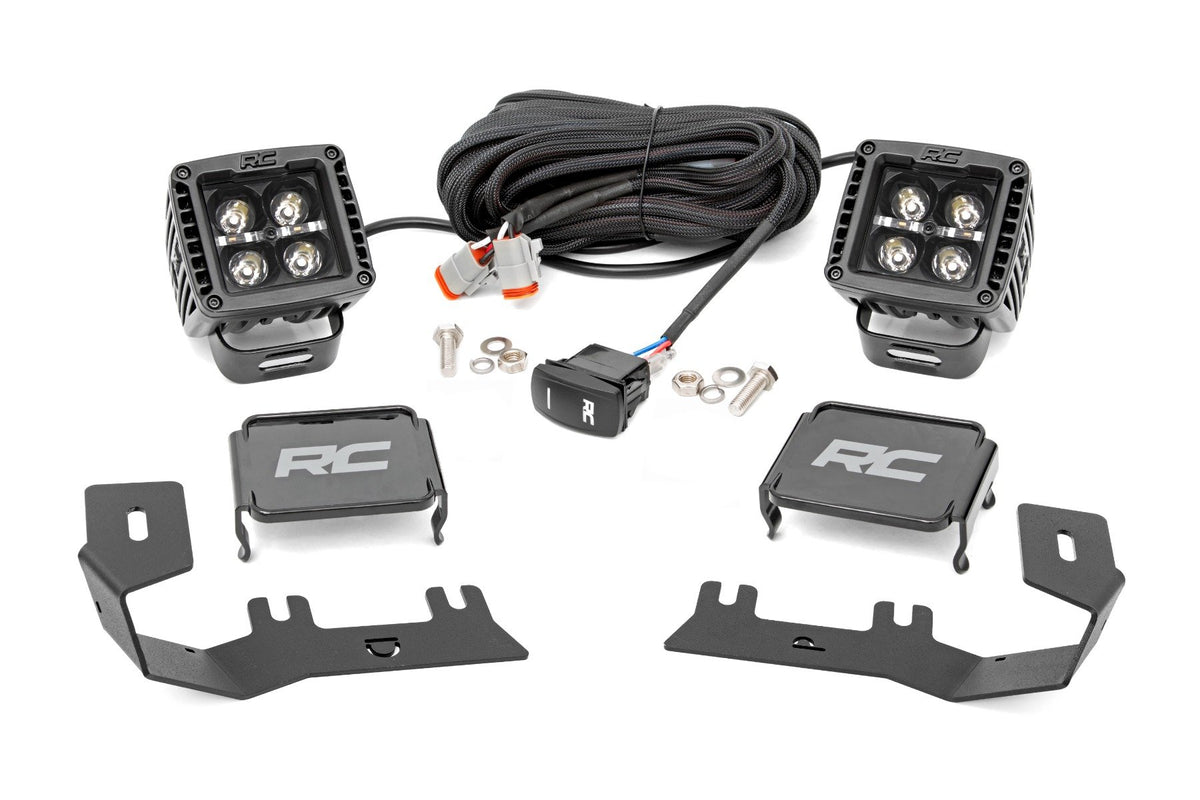 LED Ditch Light Kit | 2in Black Pair | White DRL | Chevy/GMC 1500 (14-18 &amp; Classic)