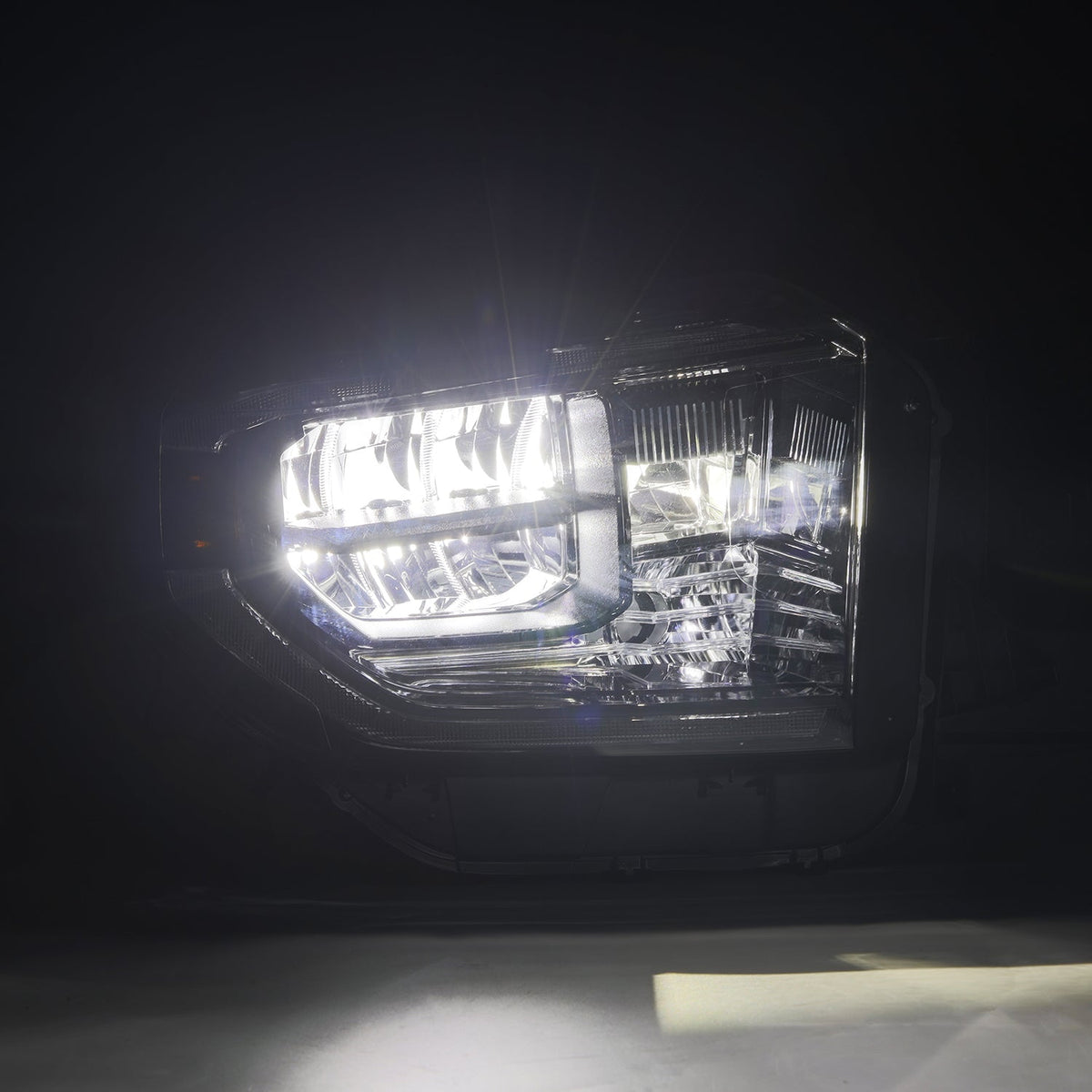 AlphaRex 14-21 Toyota Tundra MK II LUXX Series Crystal Headlights Alpha Black - 880830 by AlphaRex - installed view