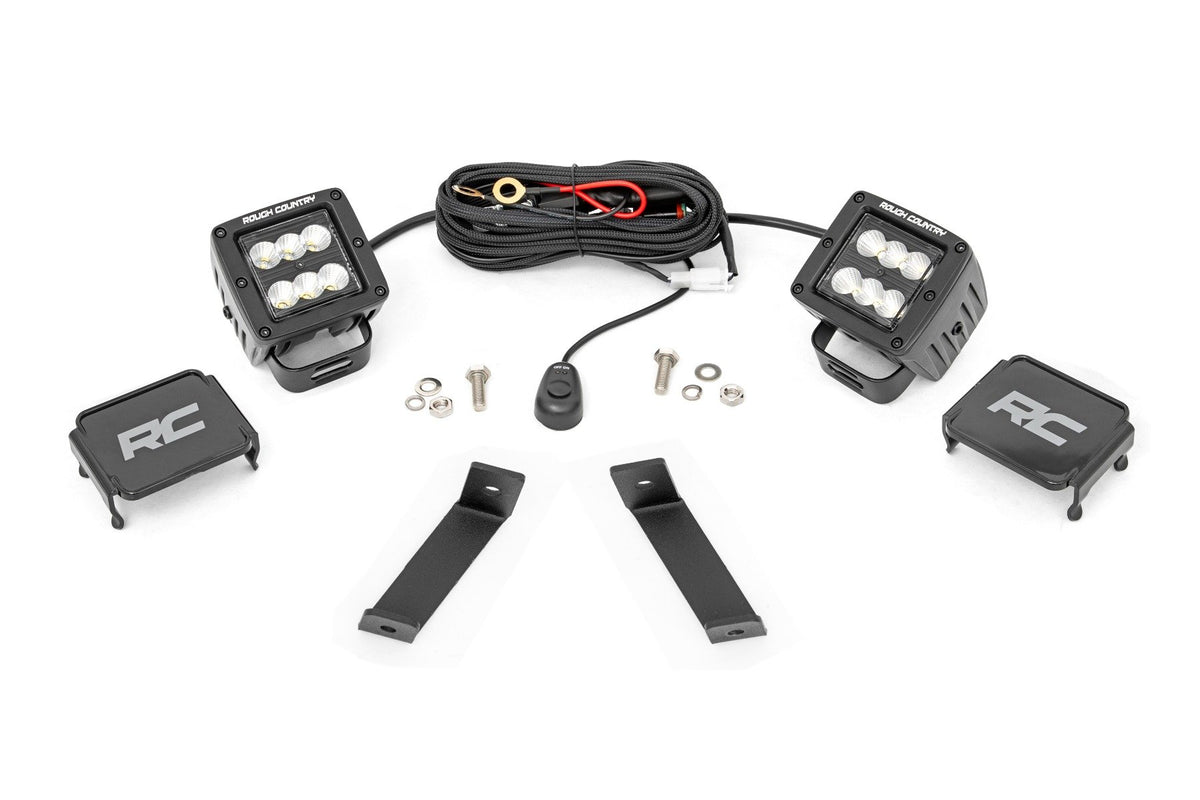 LED Light Kit | Ditch Mount | 2&quot; Black Pair | Flood | Jeep Cherokee KL (14-21)
