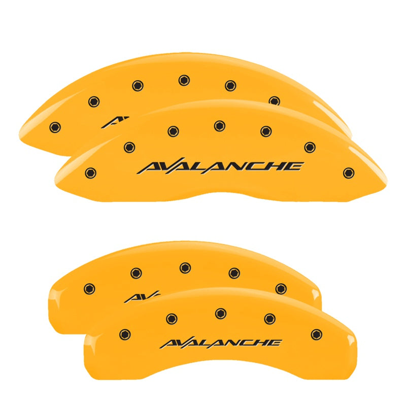 MGP 4 Caliper Covers Engraved Front &amp; Rear Avalanche Yellow finish black ch - 14004SAVLYL