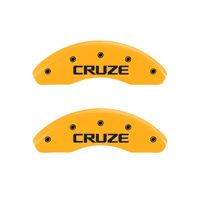 MGP Front set 2 Caliper Covers Engraved Front Cruze Yellow finish black ch - 14012FCRZYL