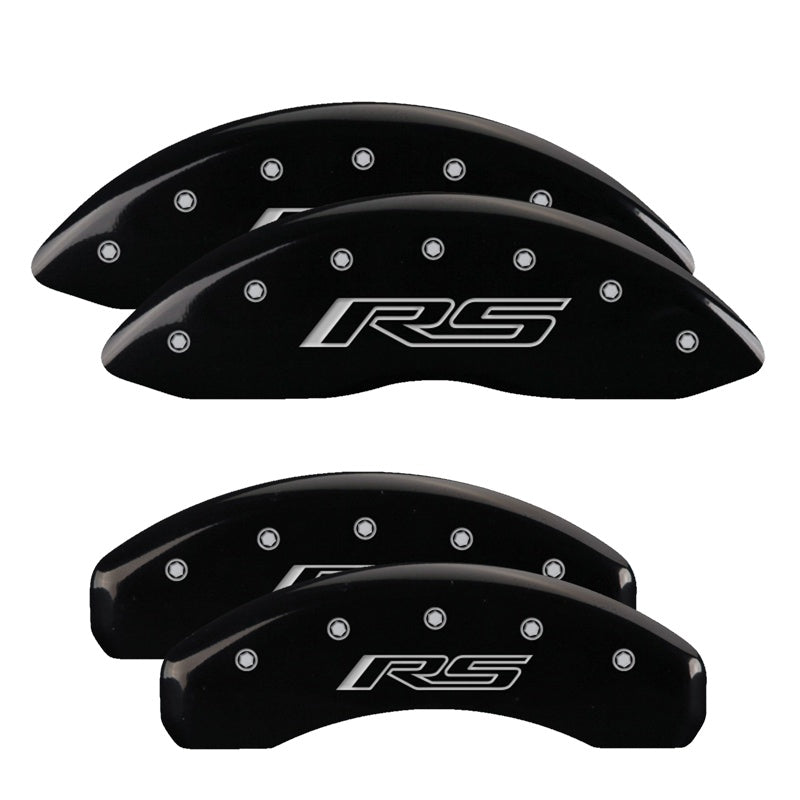 MGP 4 Caliper Covers Engraved Front &amp; Rear Gen 5/RS Black finish silver ch - 14033SRS5BK