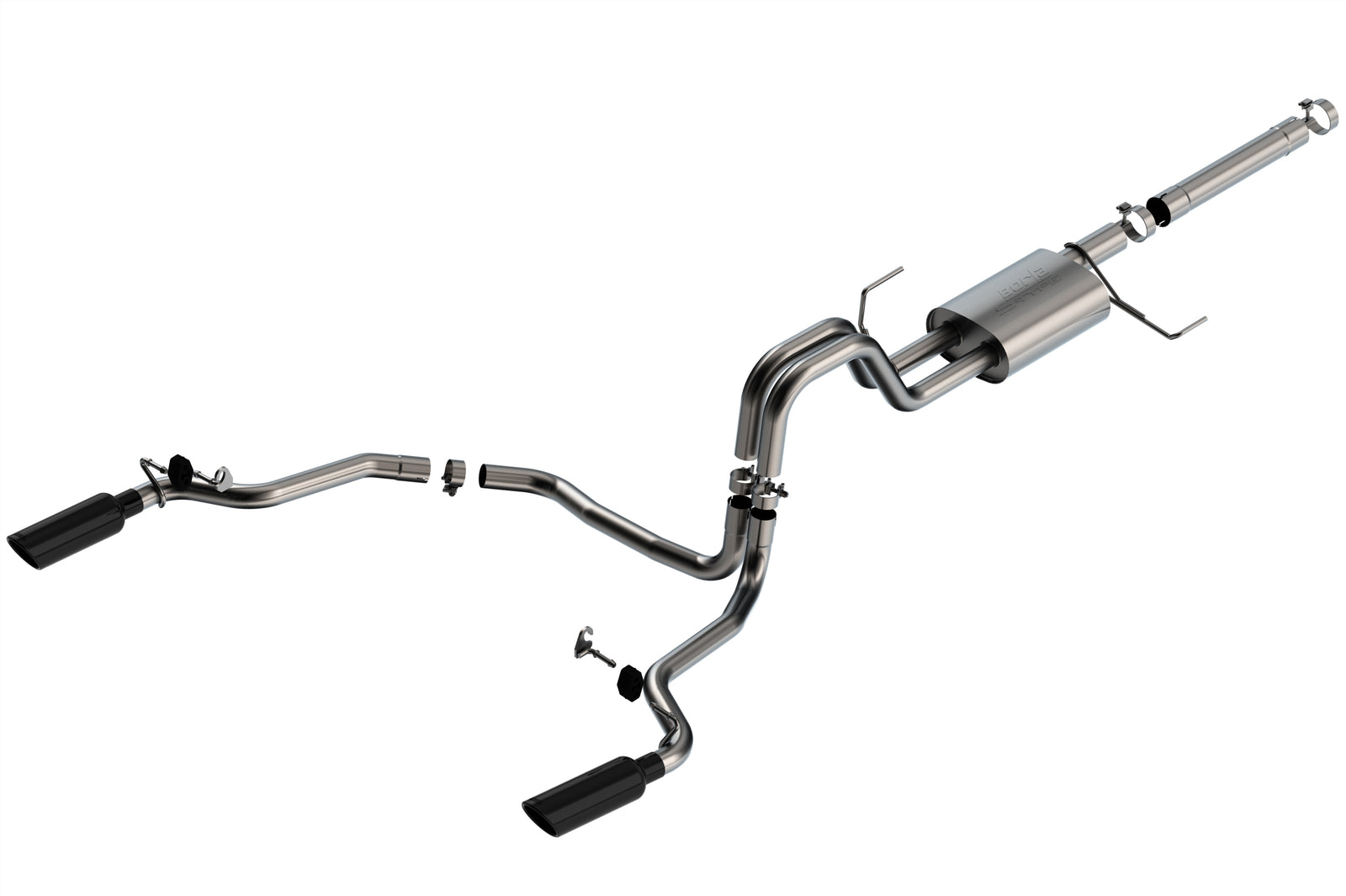 Borla 21-23 F-150 Powerboost 3.5L V6 2WD & 4WD 4DR 3in, 2.25in S-TYPE Catback w/ Black Chrome Tips