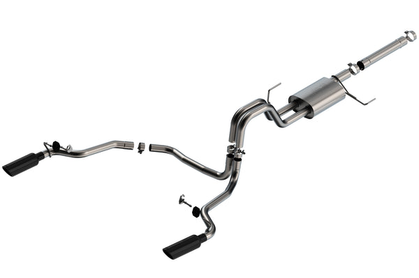 Borla 21-23 F-150 Powerboost 3.5L V6 2WD & 4WD 4DR 3in, 2.25in S-TYPE Catback w/ Black Chrome Tips