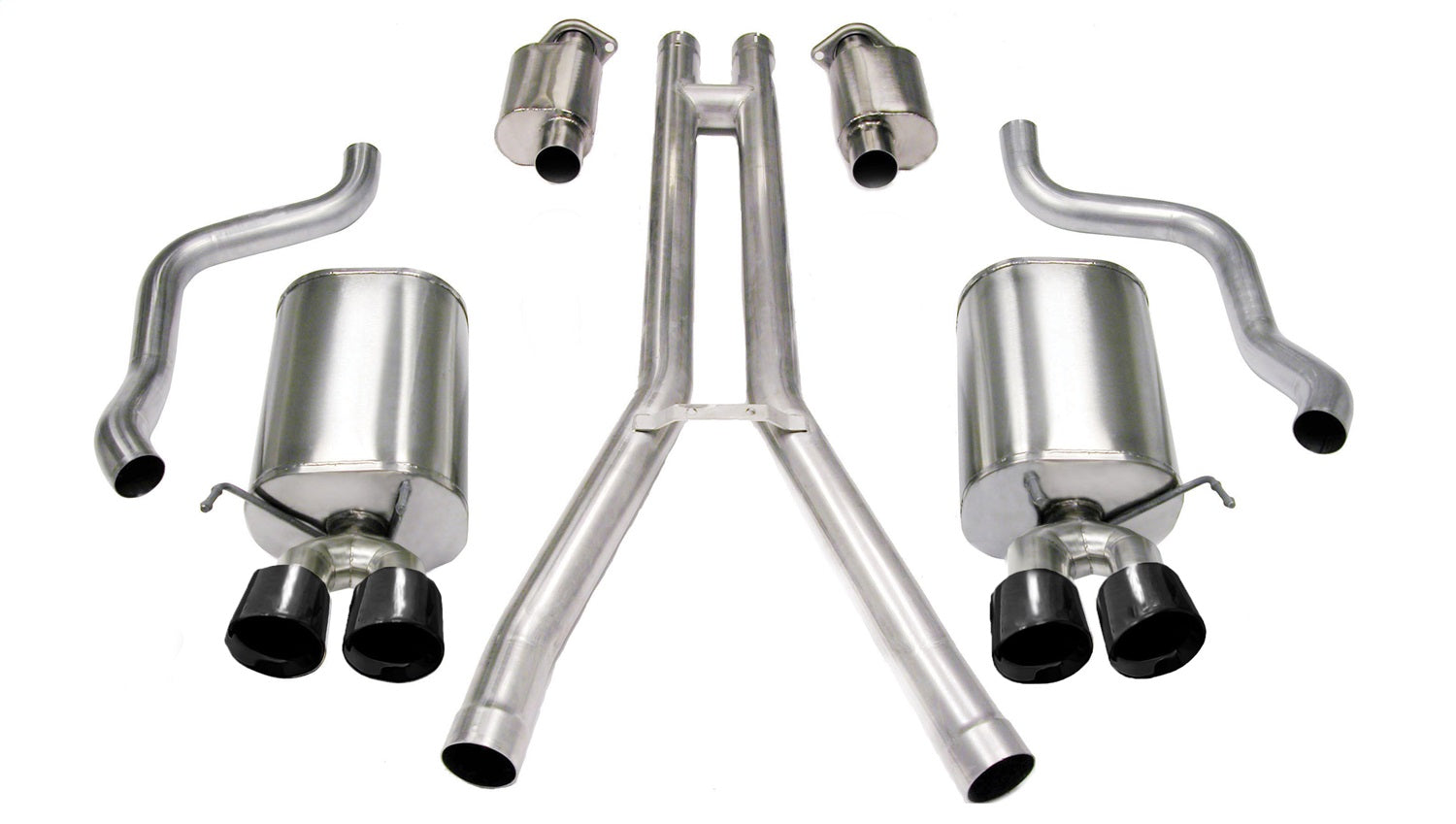 Corsa 2004-2008 Cadillac XLR 4.6L 25in Cat-Back Dual Rear w Twin 35in Black Pro-Series Tips - 14156BLK