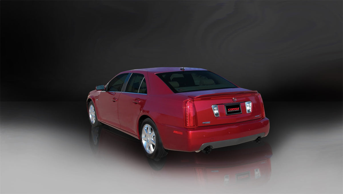 Corsa 2005-2007 Cadillac STS 4.6L 2.5in Axle-Back Dual Rear w Single 4in Black Pro-Series Tips - 14157BLK