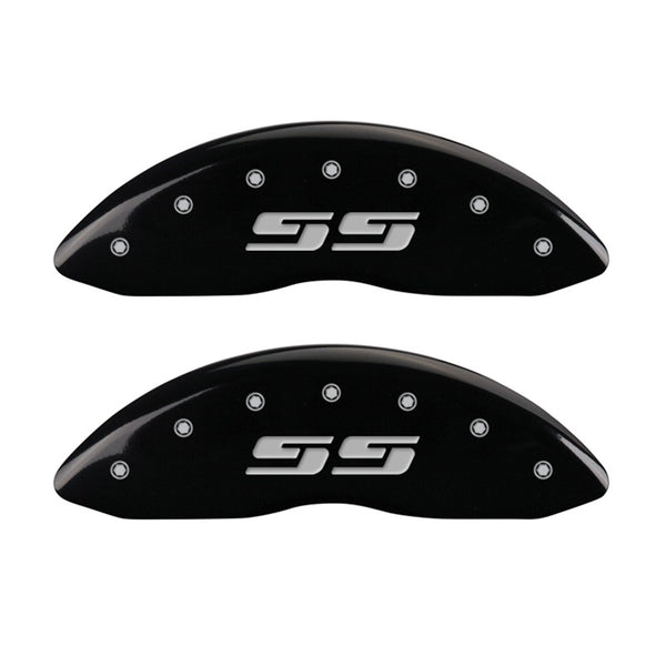MGP 2 Caliper Covers Eng Front Silverado SS Black Finish Sil Char 2008 Chevy Silverado 1500 - 14207FSS3BK