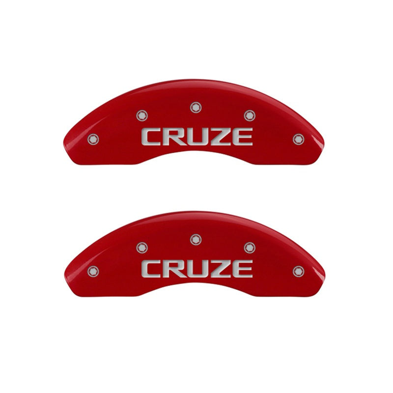 MGP Front set 2 Caliper Covers Engraved Front Cruze Red finish silver ch - 14208FCRZRD