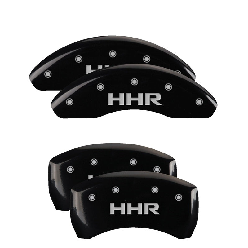 MGP 4 Caliper Covers Engraved Front &amp; Rear HHR Black finish silver ch - 14224SHHRBK