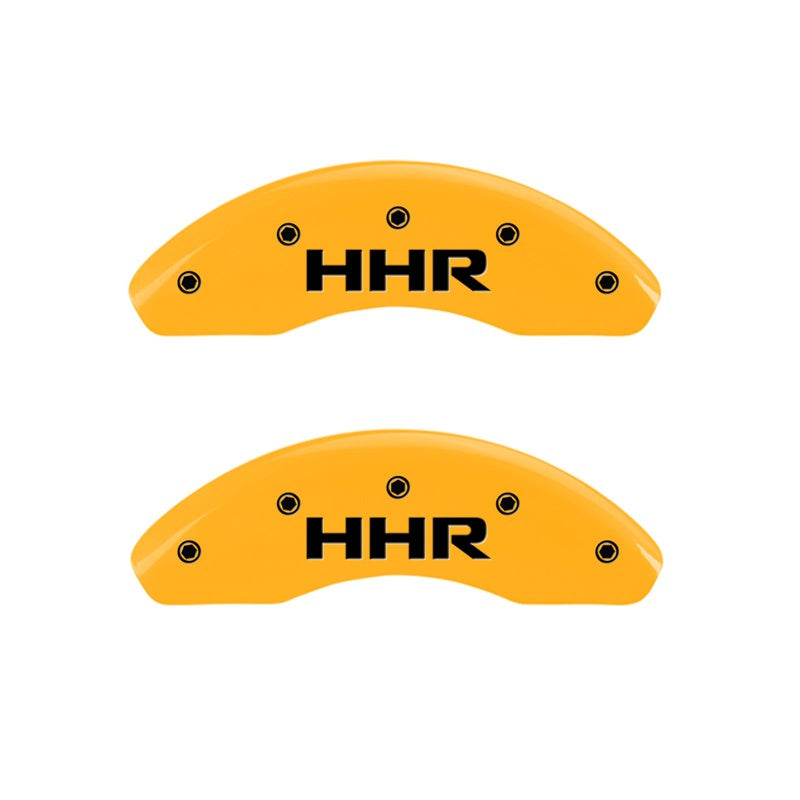 MGP 2 Caliper Covers Engraved Front &amp; Rear HHR Yellow Finish Black Char 2010 Chevy HHR - 14230FHHRYL