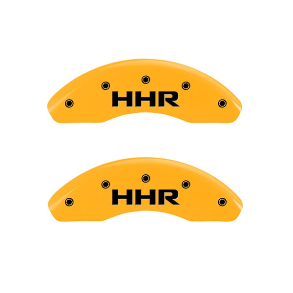MGP 2 Caliper Covers Engraved Front &amp; Rear HHR Yellow Finish Black Char 2010 Chevy HHR - 14230FHHRYL
