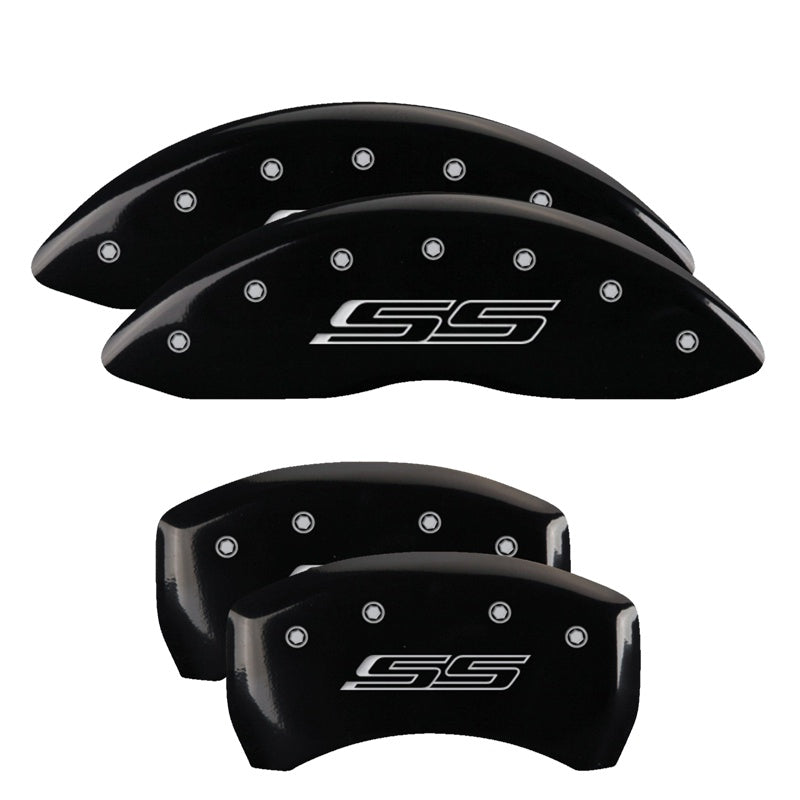 MGP 4 Caliper Covers Engraved Front &amp; Rear Gen 5/SS Black finish silver ch - 14231SSS5BK