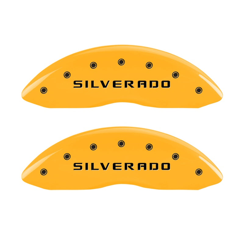 MGP 2 Caliper Covers Eng Front Silverado Yellow Finish Blk Char 05 Chevy Silverado 1500 - 14238FSILYL