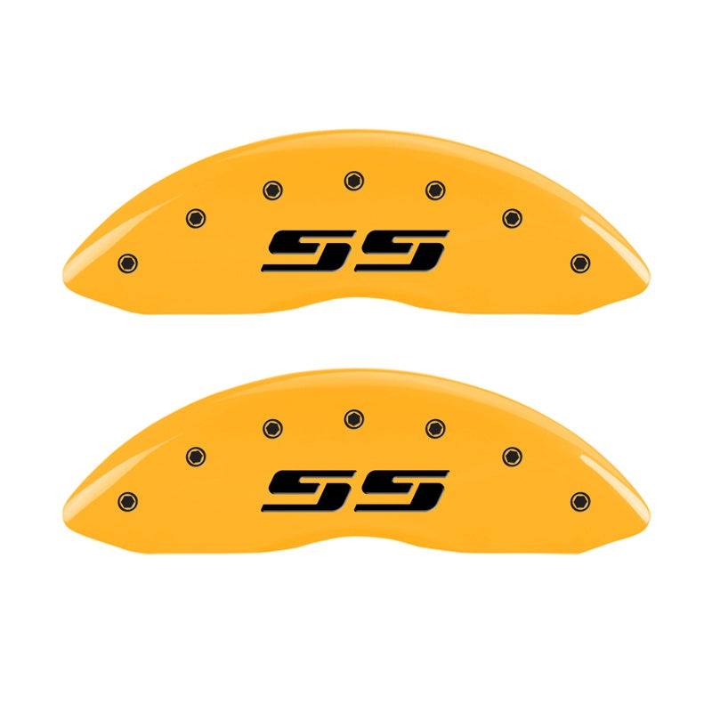 MGP 2 Caliper Covers Engraved Silverado SS Yellow Finish Blk Char 05 Chevy Silverado 1500 - 14238FSS3YL