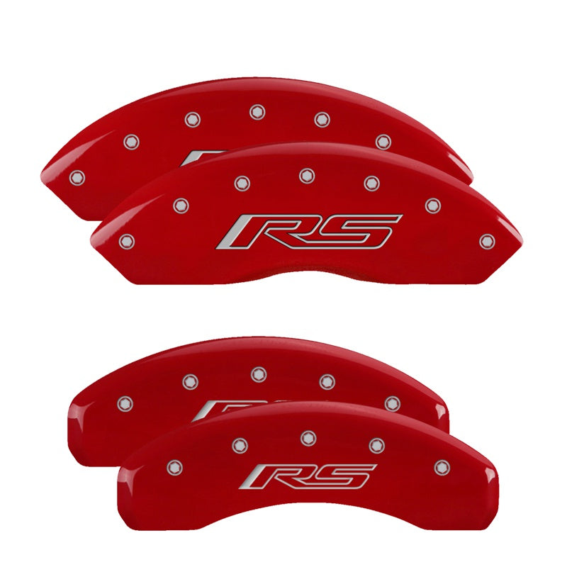 MGP 4 Caliper Covers Engraved Front &amp; Rear Gen 5/RS Red finish silver ch - 14240SRS5RD