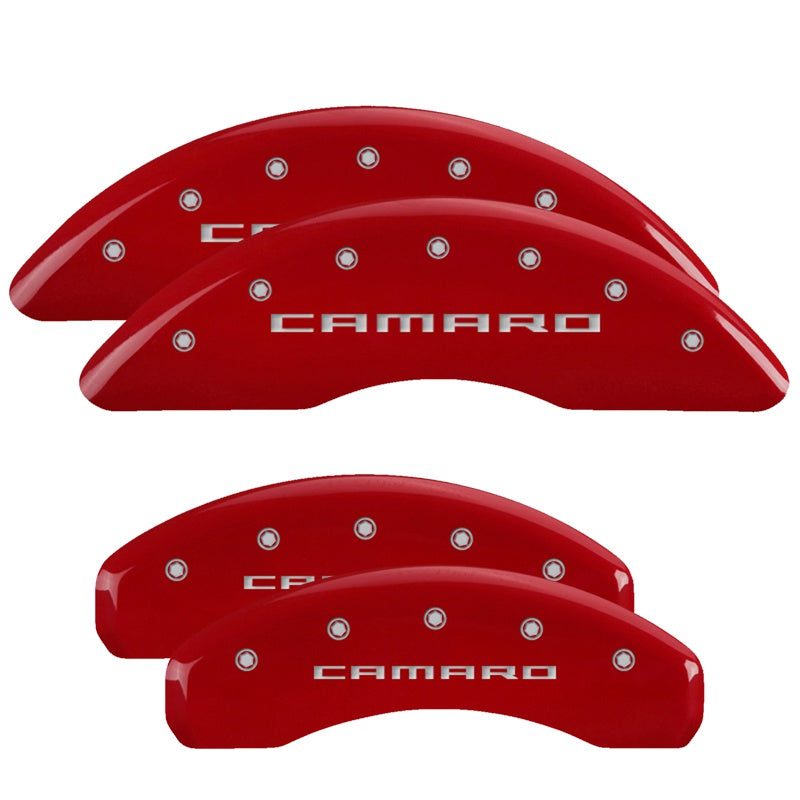 MGP 16-24 Chevrolet Camaro Front &amp; Rear Brake Caliper Covers Front &amp; Rear Set - Red Finish - 14253SCA5RD