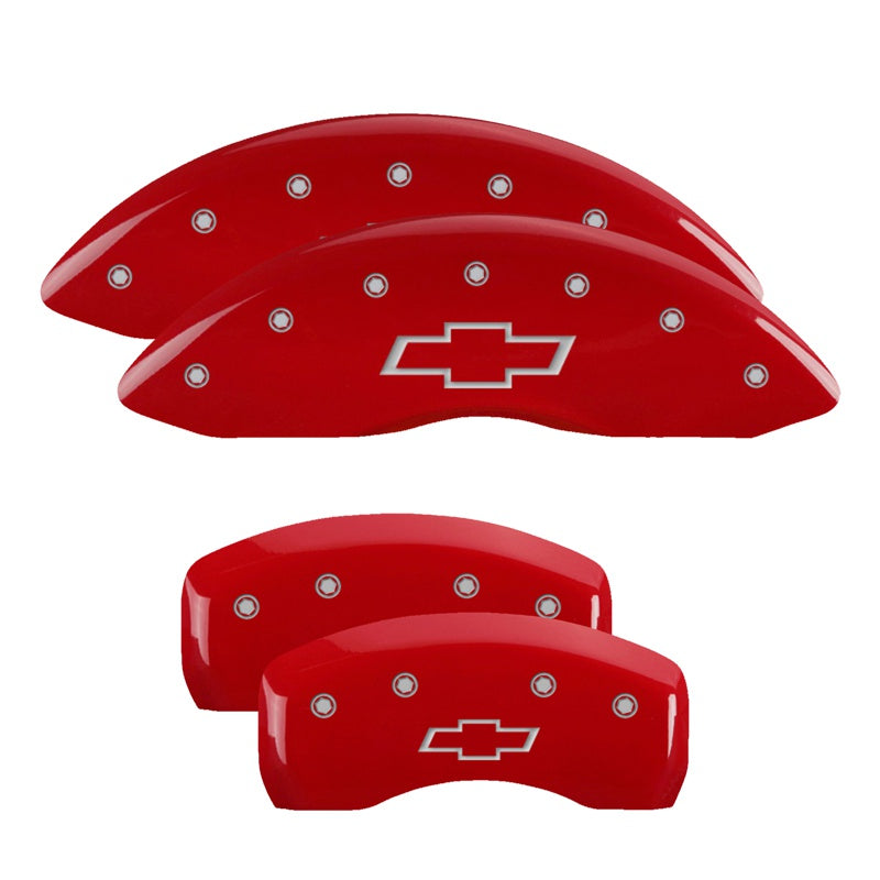 MGP 4 Caliper Covers Engraved Front &amp; Rear 21-23 Chevy Trailblazer Red - 14262SBOWRD