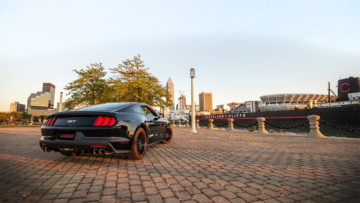 Corsa 2015-2017 Ford Mustang GT 5.0 3in Axle Back Exhaust Polish Quad Tips (Sport) - 14334