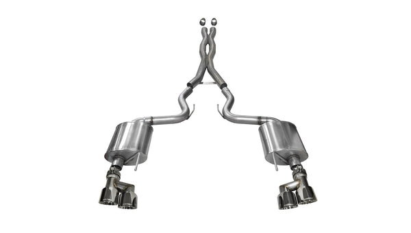 Corsa 15-16 Ford Mustang GT 5.0 3in Cat Back Exhaust Polish Quad Tips (Sport) - 14337