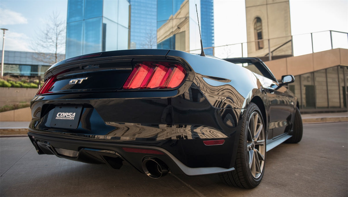 Corsa 2015-2017 Ford Mustang GT Convertible 5.0L V8 Black Sport Cat-Back Dual Rear Exit - 14341BLK