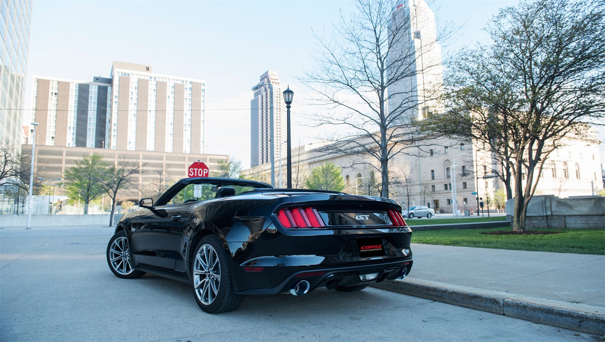Corsa 2015-2017 Ford Mustang GT Convertible 5.0L V8 Polished Sport Cat-Back Dual Rear Exit - 14341