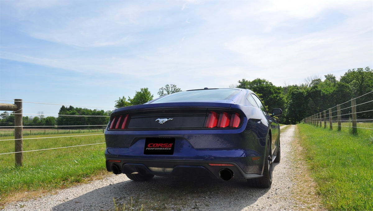 Corsa 15-23 Ford Mustang EcoBoost 2.3T Sport 3in Cat-Back Dual Rear Exit Black Tips - 14343BLK