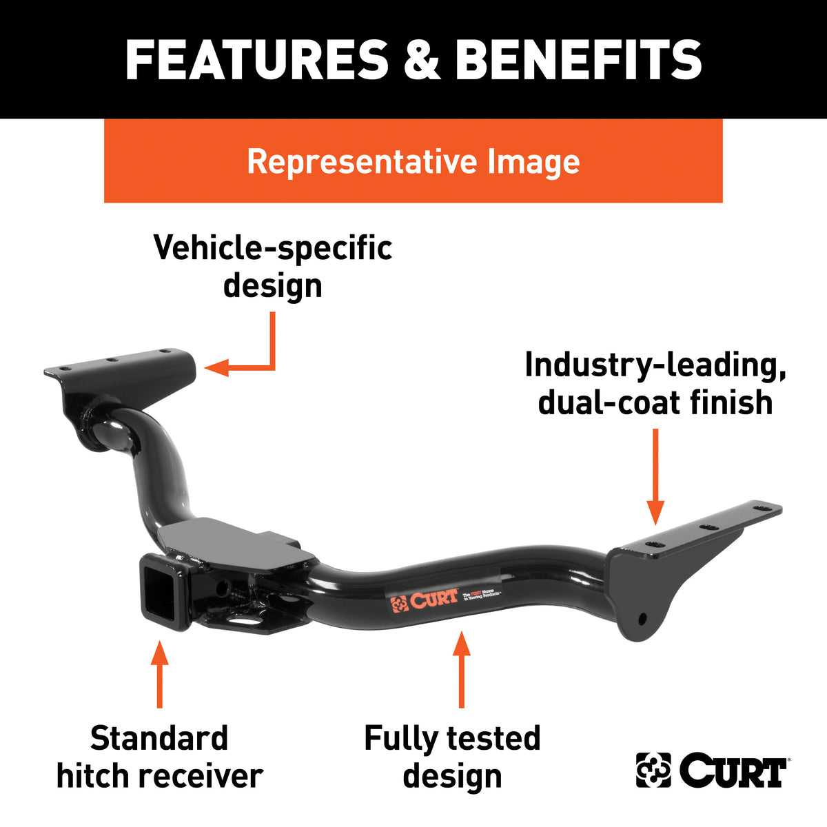 CURT 14361 Class 4 Trailer Hitch, 2-Inch Receiver, Fits Select Dodge, Ram 1500, 2500, 3500