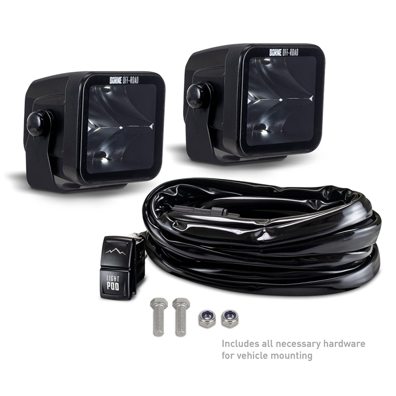 Borne Off-Road Light Pods (Kit of 2) 3x3 Spot - BNLT-LP33-2S