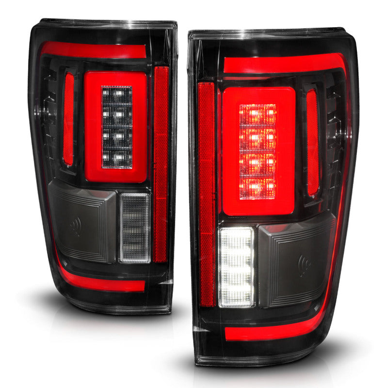 ANZO 21-23 Ford F-150 LED Taillights Seq. Signal w/BLIS Cover - Black Housing - 311473