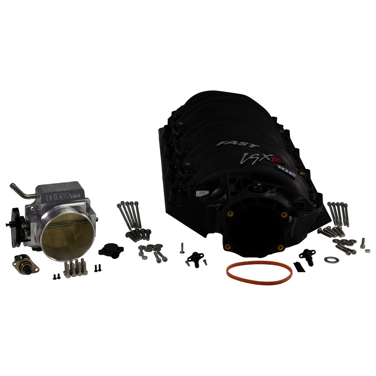 FAST LSXR 102MM Rect Port Intake Manifold - Black w/ 102MM Big Mouth Billet Throttle Body (Kit) - 146102B-KIT