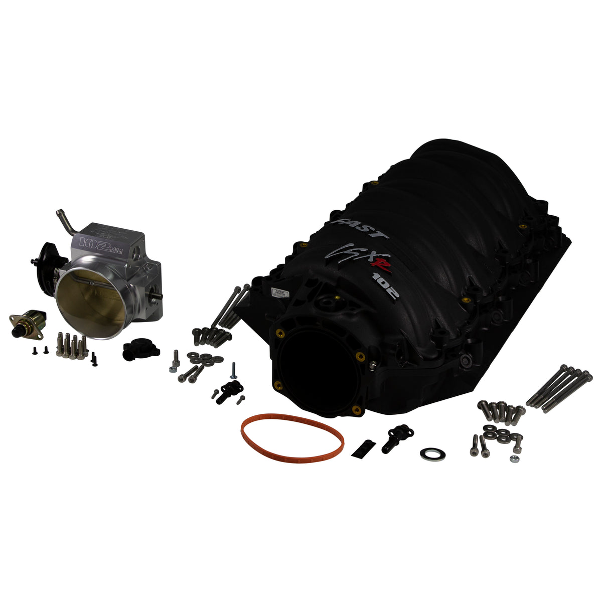 FAST LSXR 102MM Rect Port Intake Manifold - Black w/ 102MM Big Mouth Billet Throttle Body (Kit) - 146102B-KIT