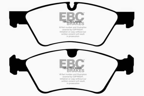 EBC 06 Mercedes-Benz E500 5.0 4-Matic Redstuff Front Brake Pads - DP31592C for 2007-2013 Mercedes Benz GL - front view