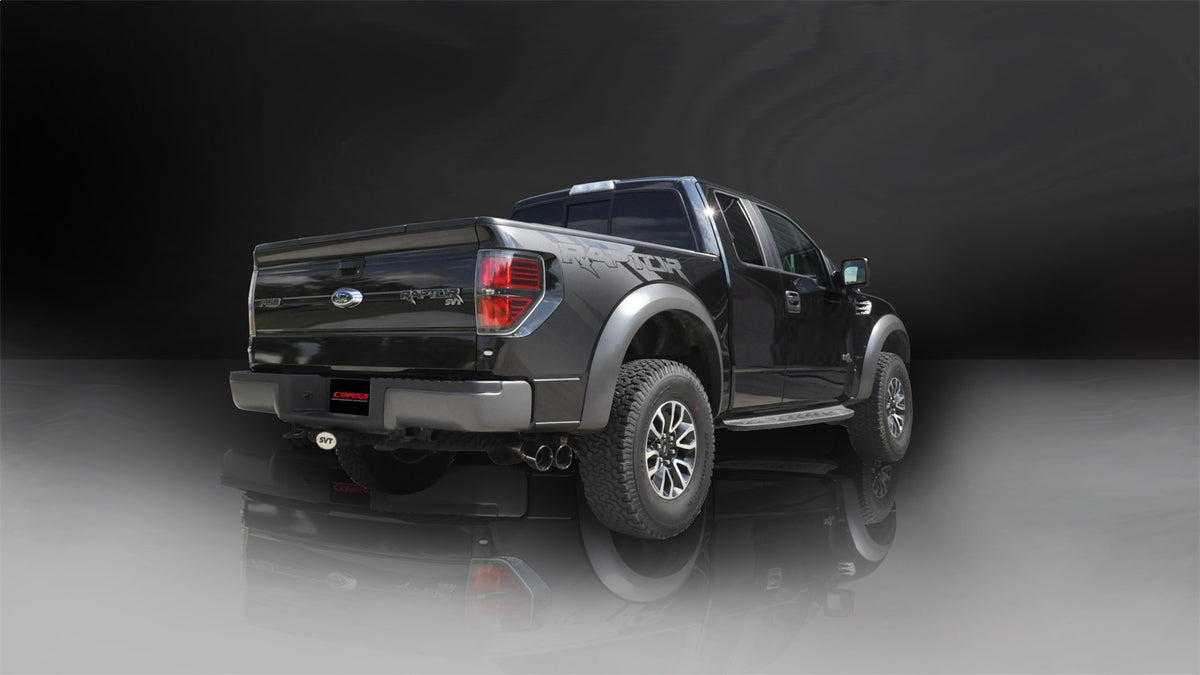 Corsa 11-14 Ford F-150 Raptor 6.2L V8 133in Wheelbase Black Xtreme Cat-Back Exhaust - 14759BLK